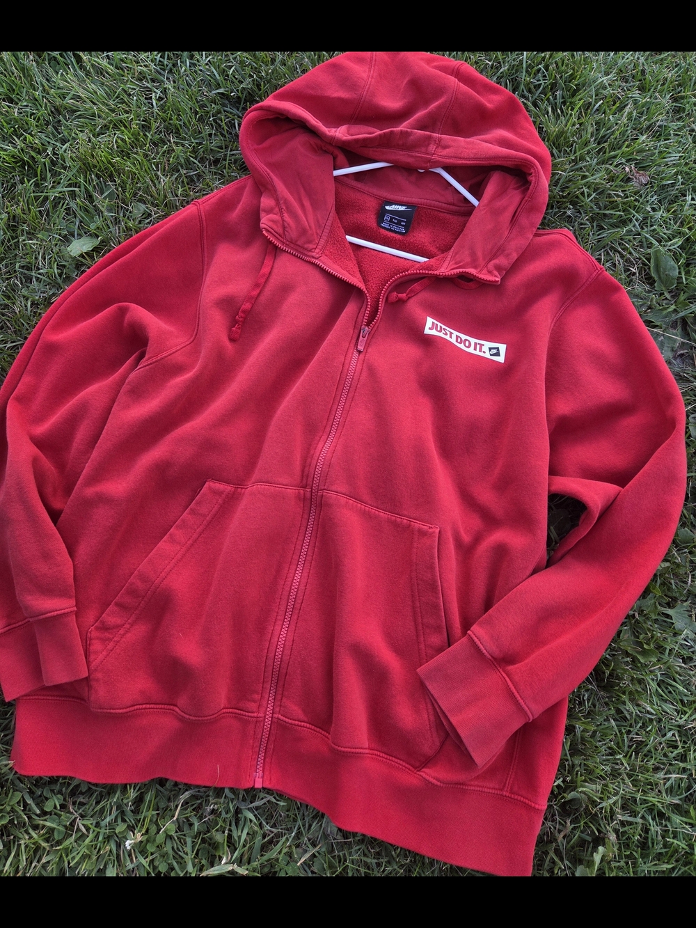 Nike Red Zip-Up Hoodie with Hood - Just Do It